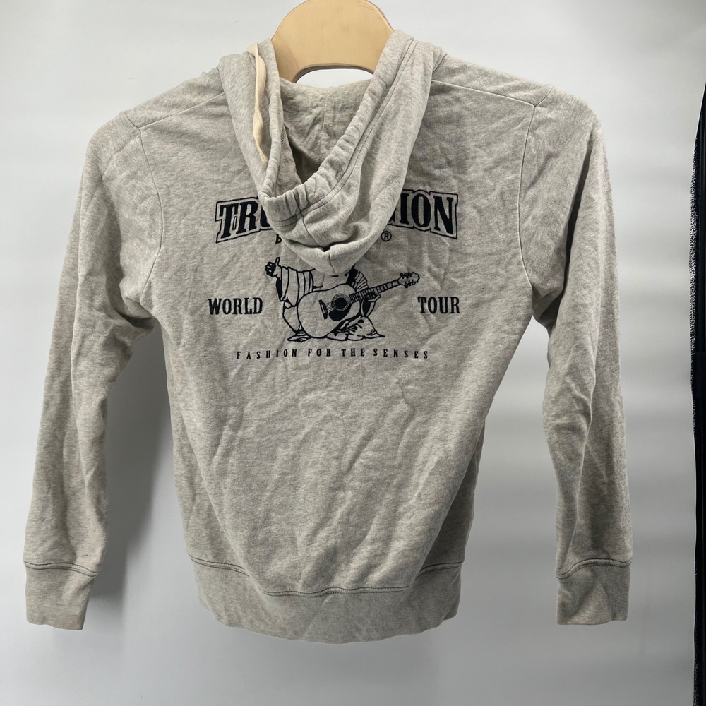 True Religion Mens Heather Gray Buddha World Tour Full Zip Hoodie Sweatshirt S - Picture 4 of 13